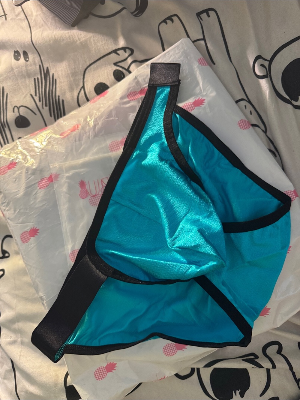 NWT MEN’s JJ Malibu Teal Bikini Brief with Black Trim size MEDIUM (30-32)